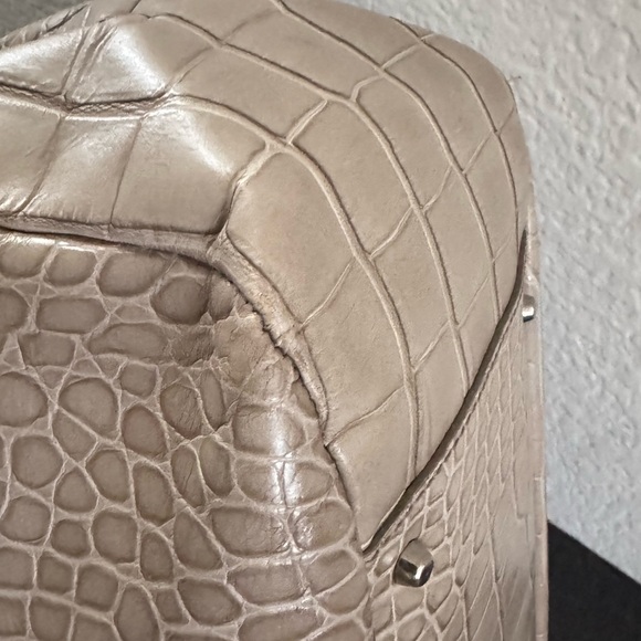 FURLA Crocodile Embossed Beige Tote Bag - Picture 6 of 13